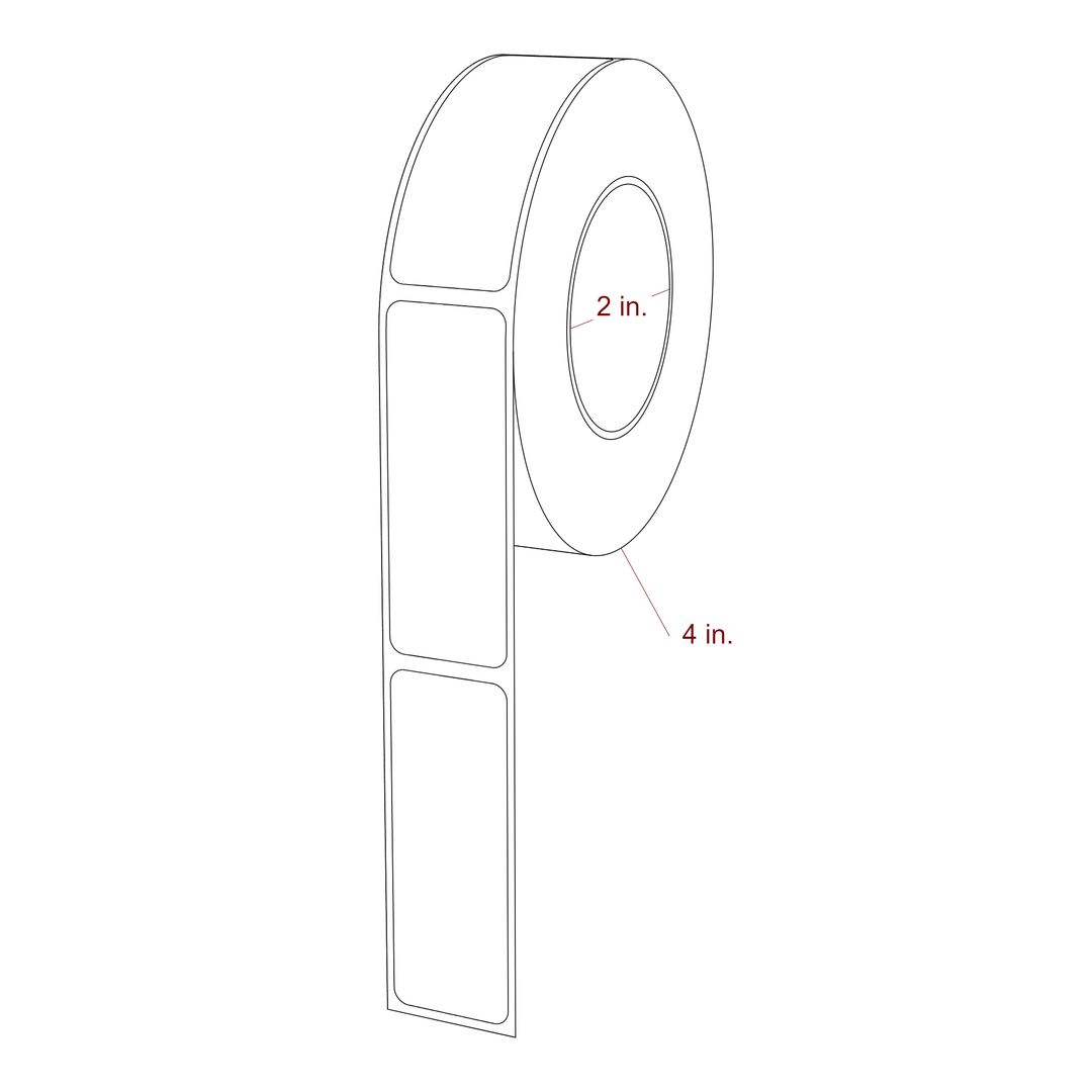 1 Inch x 2.75 Inch Rectangle Inkjet Label Roll - 2 Inch Core - 4 Inch Roll OD - 3D Perspective