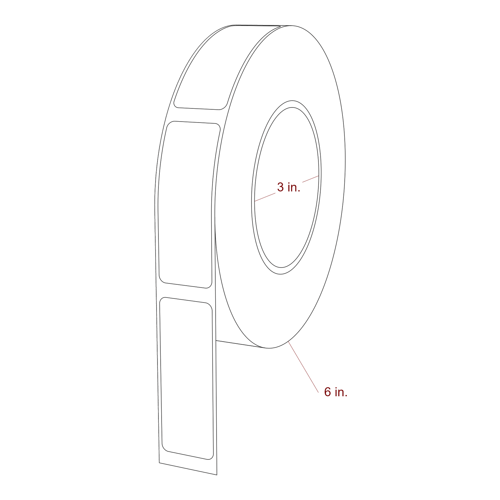 1" x 2.75" Rectangle Roll for Epson ColorWorks & Primera Printers; 1" x 2.75" Rectangle Label Diagram