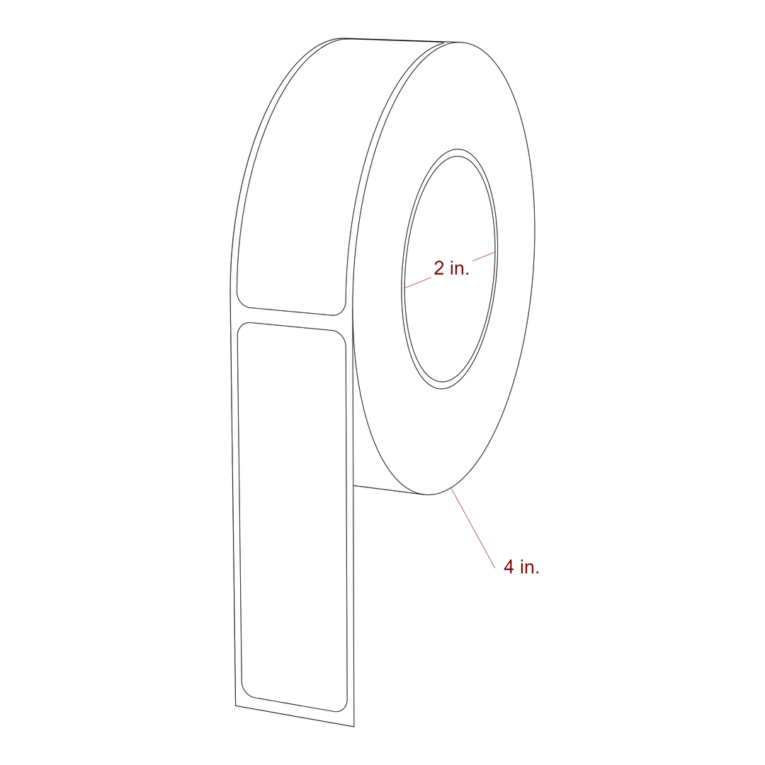 1 Inch x 3.25 Inch Rectangle Inkjet Label Roll - 2 Inch Core - 4 Inch Roll OD - 3D Perspective