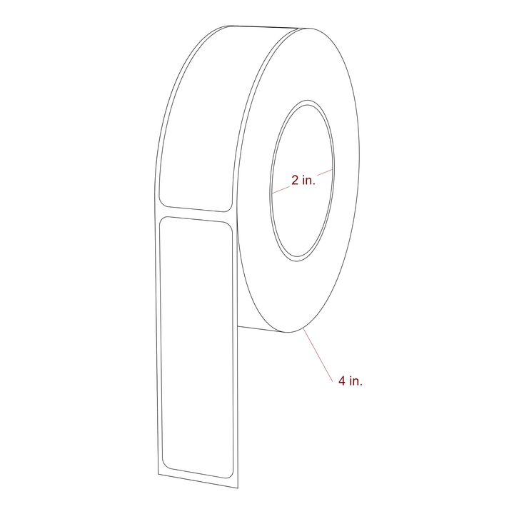 1 Inch x 3.25 Inch Rectangle Inkjet Label Roll - 2 Inch Core - 4 Inch Roll OD - 3D Perspective