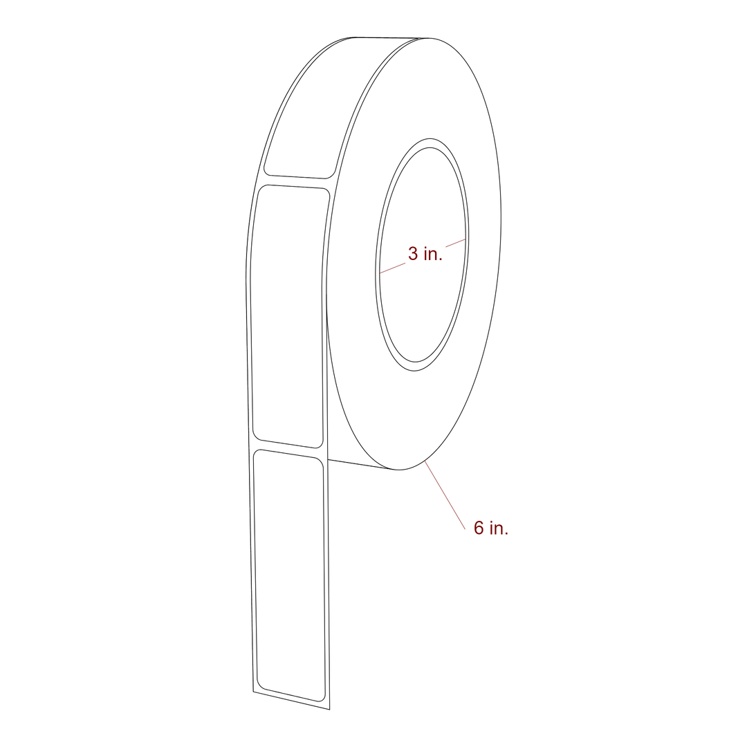 1 Inch x 3.25 Inch Rectangle Inkjet Label Roll - 3 Inch Core - 6 Inch Roll OD - 3D Perspective