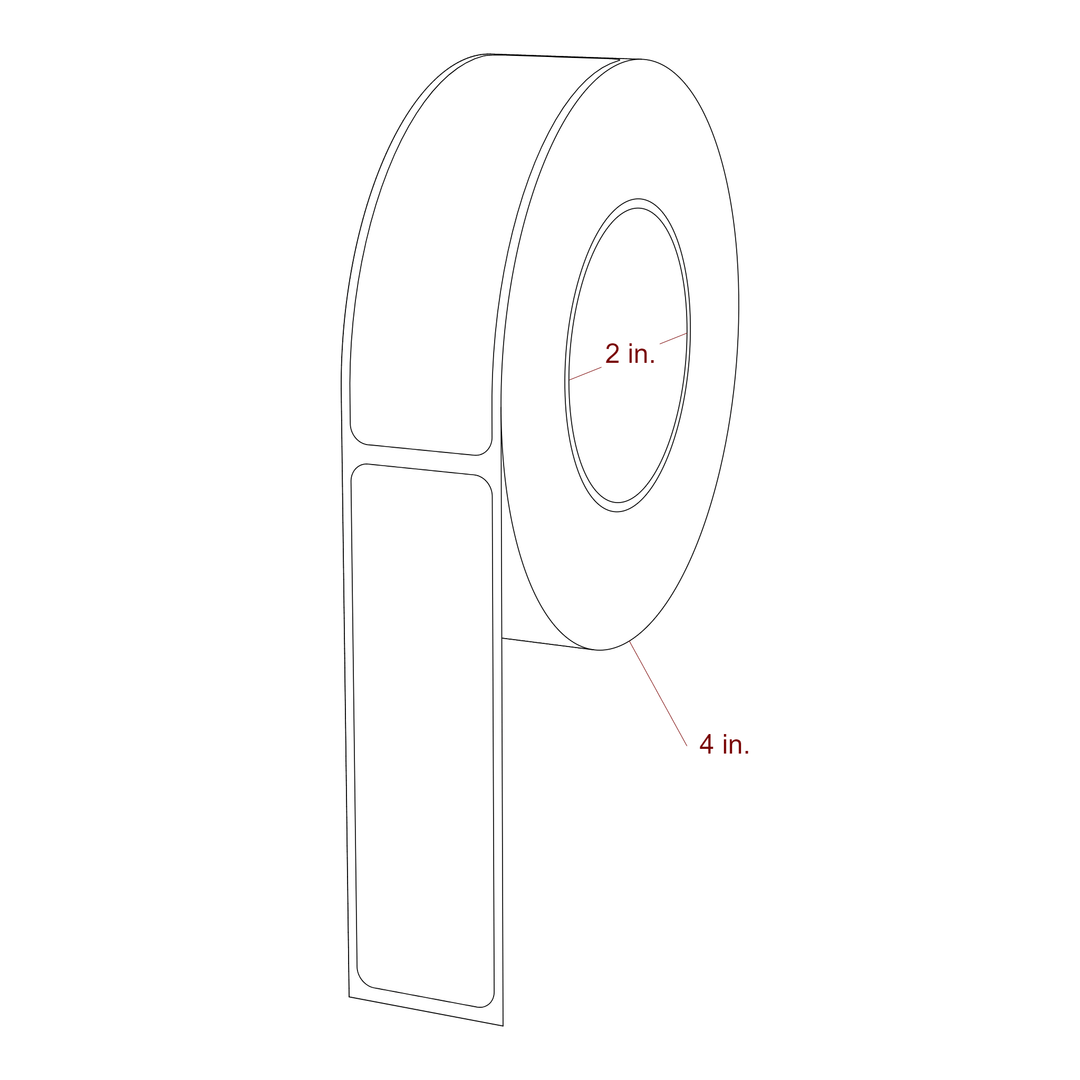 1 Inch x 3.5 Inch Rectangle Inkjet Label Roll - 2 Inch Core - 4 Inch Roll OD - 3D Perspective