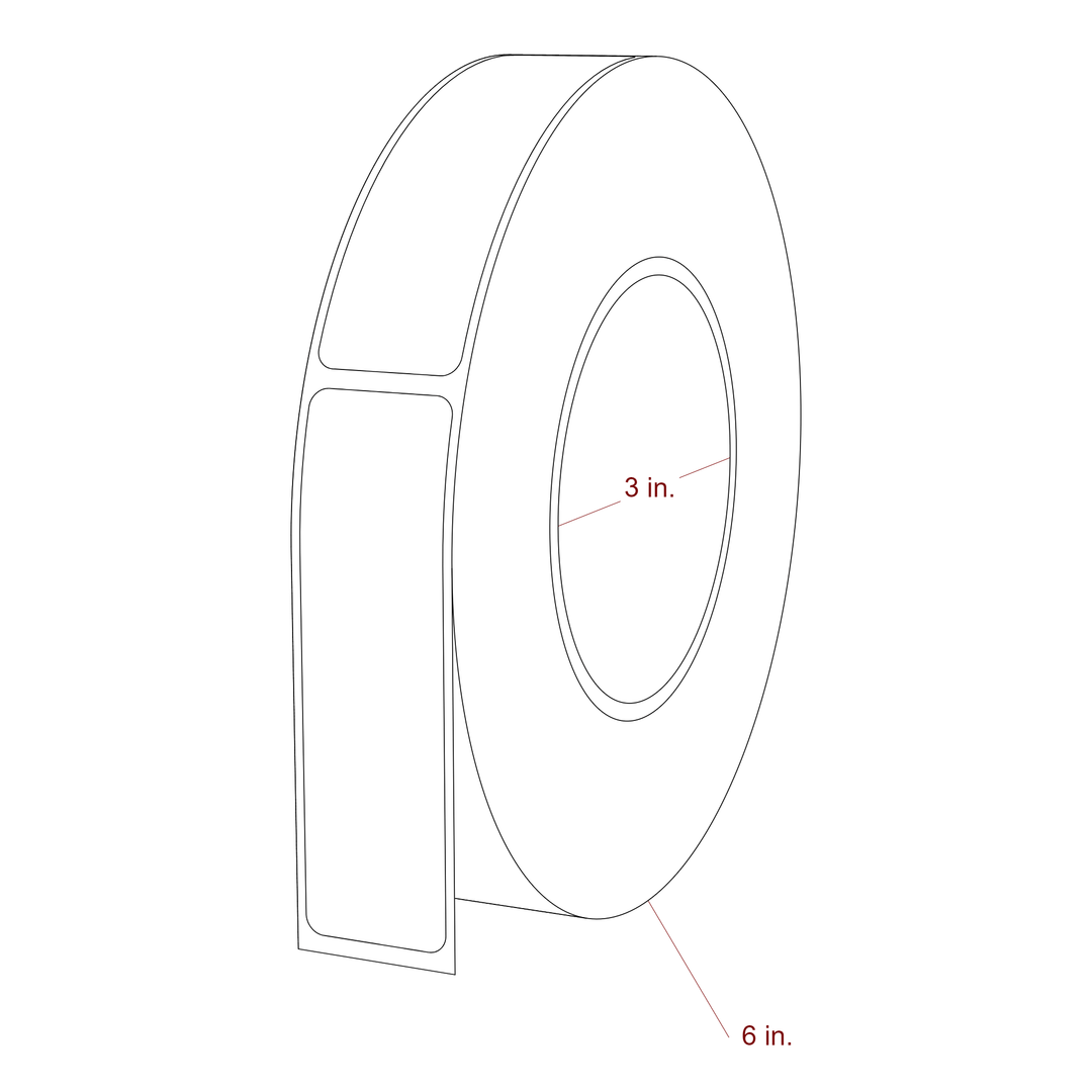 1 Inch x 3.5 Inch Rectangle Inkjet Label Roll - 3 Inch Core - 6 Inch Roll OD - 3D Perspective