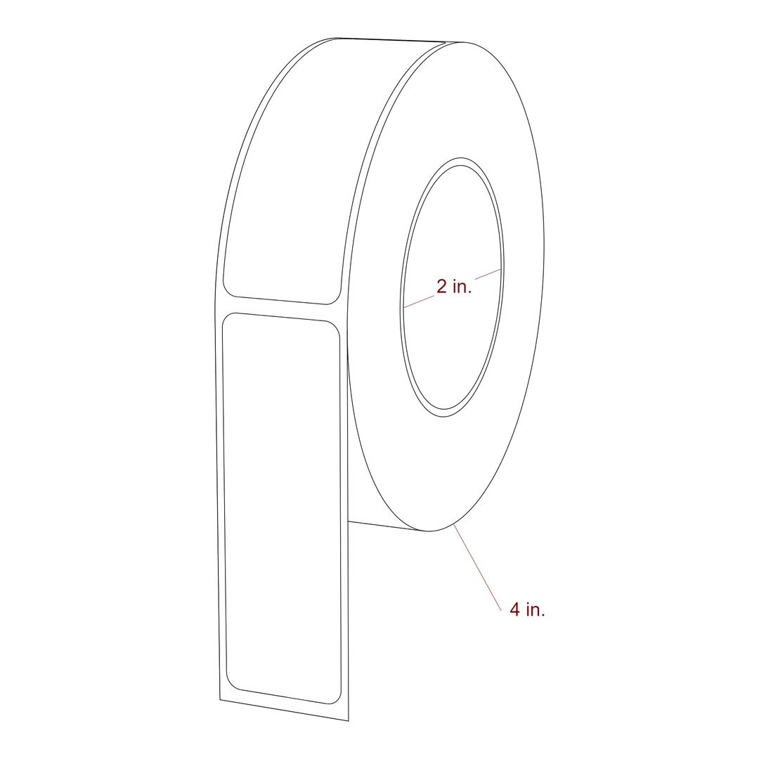 1 Inch x 3 Inch Rectangle Inkjet Label Roll - 2 Inch Core - 4 Inch Roll OD - 3D Perspective