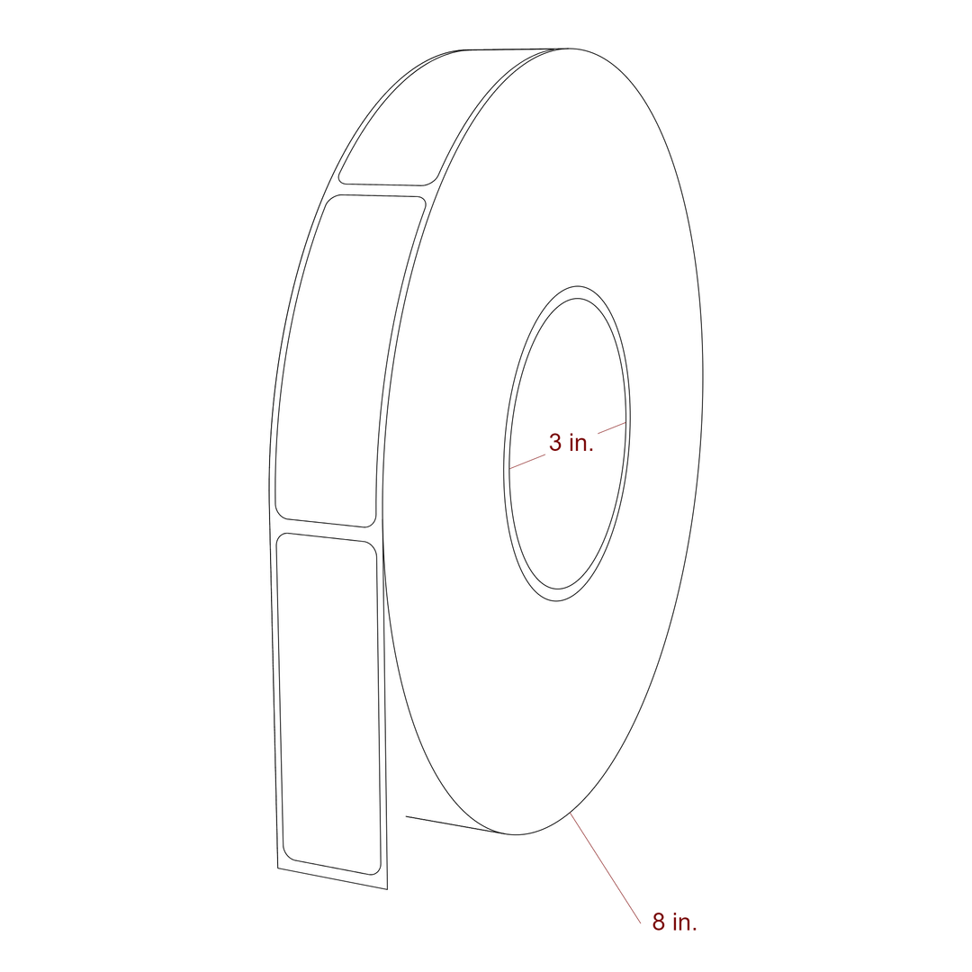 1 Inch x 3 Inch Rectangle Inkjet Label Roll - 3 Inch Core - 8 Inch Roll OD - 3D Perspective