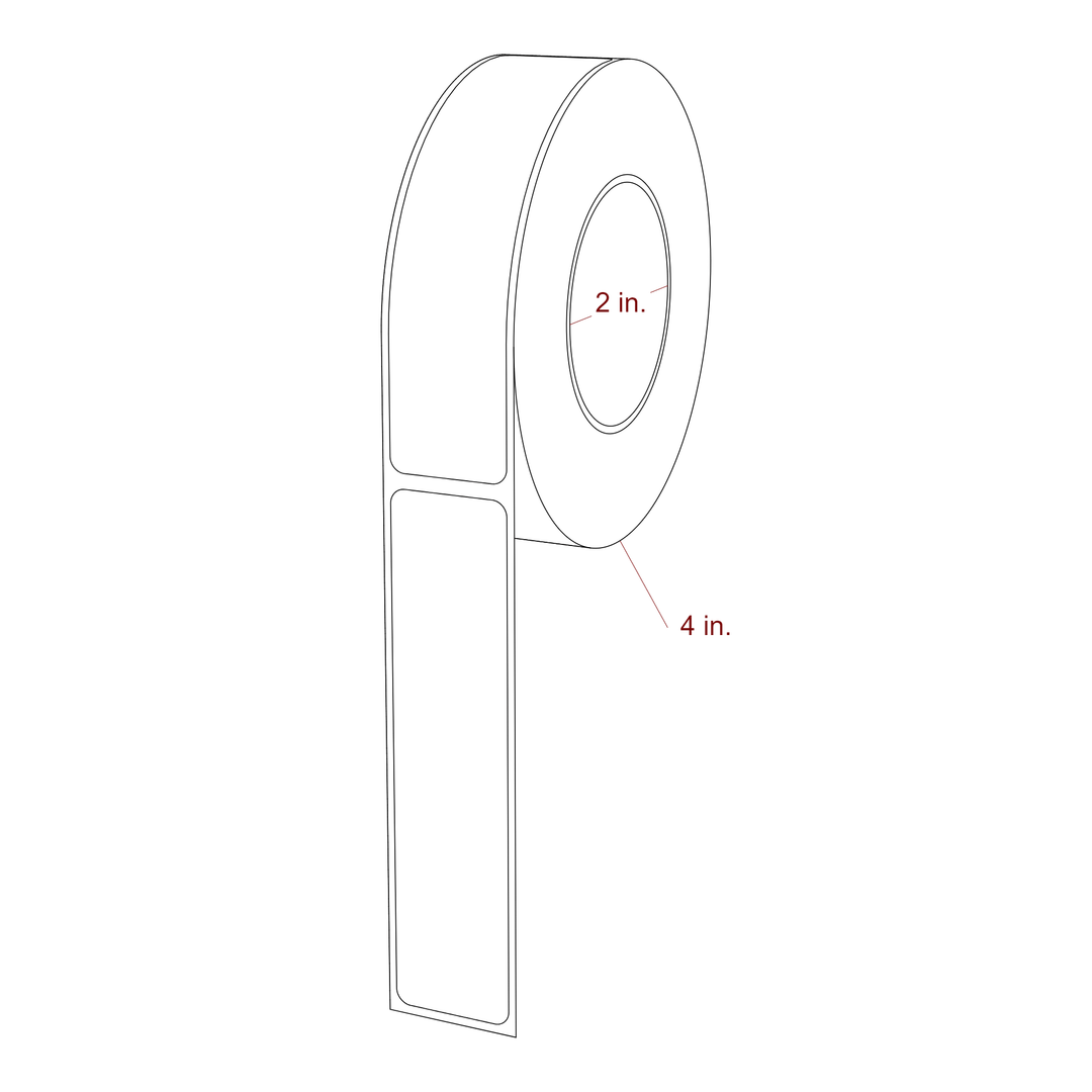 1 Inch x 4.25 Inch Rectangle Inkjet Label Roll - 2 Inch Core - 4 Inch Roll OD - 3D Perspective