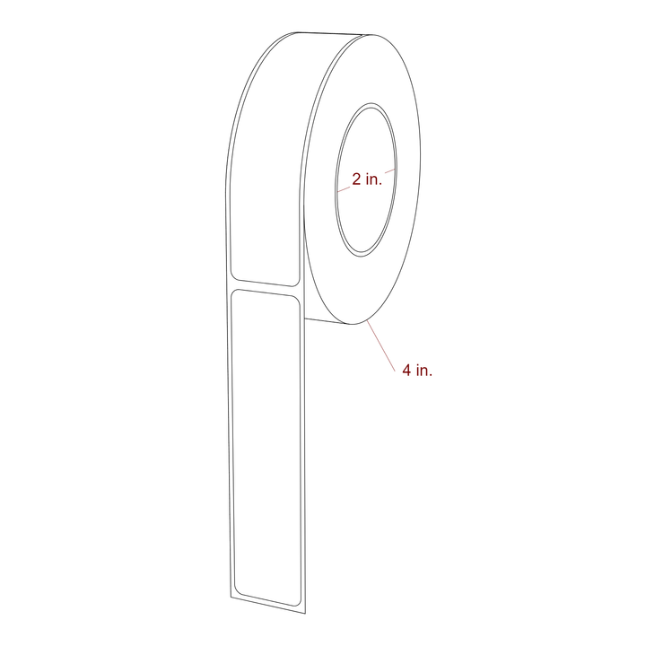 1 Inch x 4.25 Inch Rectangle Inkjet Label Roll - 2 Inch Core - 4 Inch Roll OD - 3D Perspective