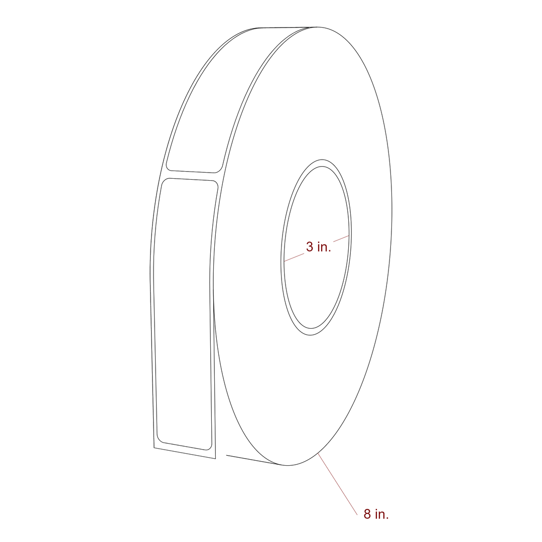 1 Inch x 4.25 Inch Rectangle Inkjet Label Roll - 3 Inch Core - 8 Inch Roll OD - 3D Perspective