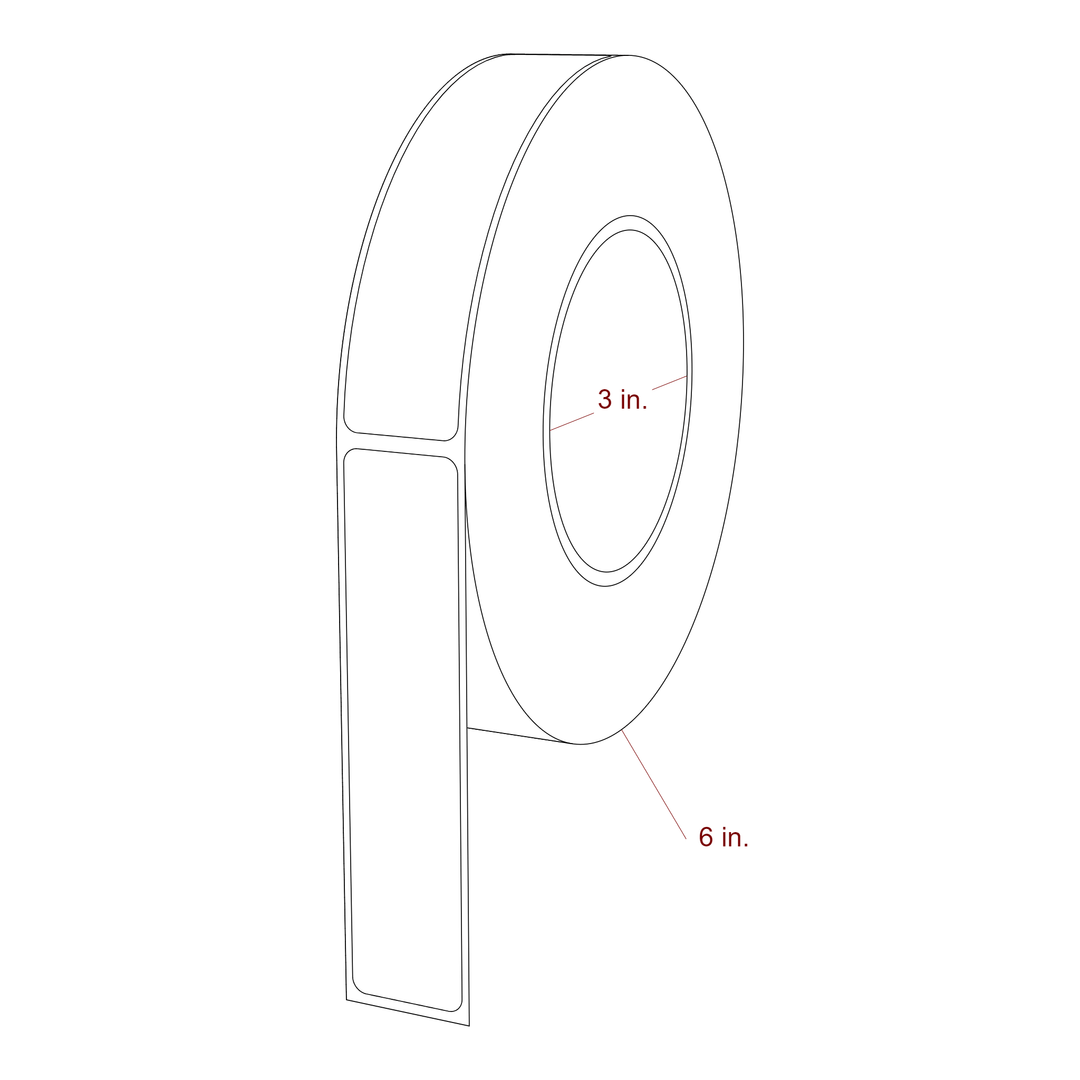 1 Inch x 4.5 Inch Rectangle Inkjet Label Roll - 3 Inch Core - 6 Inch Roll OD - 3D Perspective