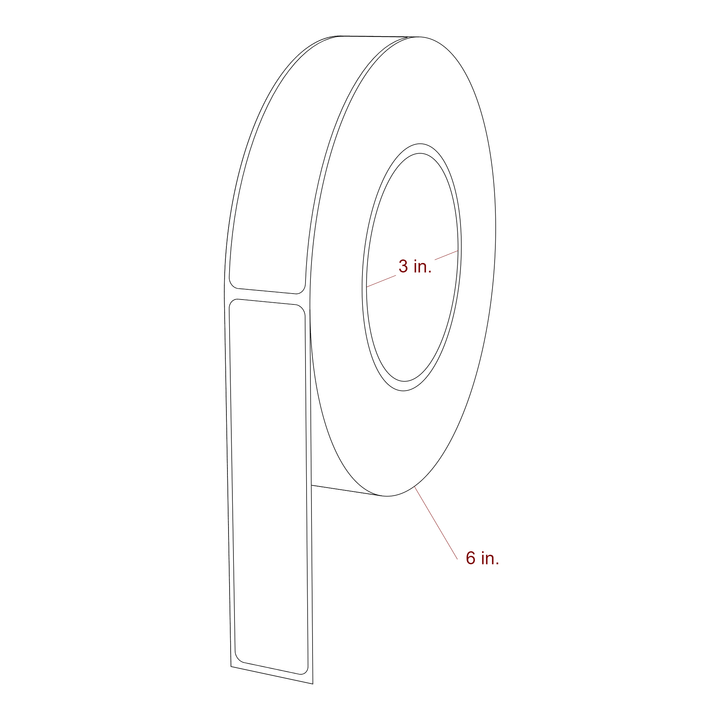 1 Inch x 4.5 Inch Rectangle Inkjet Label Roll - 3 Inch Core - 6 Inch Roll OD - 3D Perspective
