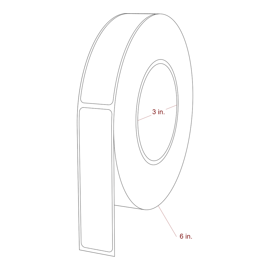1 Inch x 4 Inch Rectangle Inkjet Label Roll - 3 Inch Core - 6 Inch Roll OD - 3D Perspective