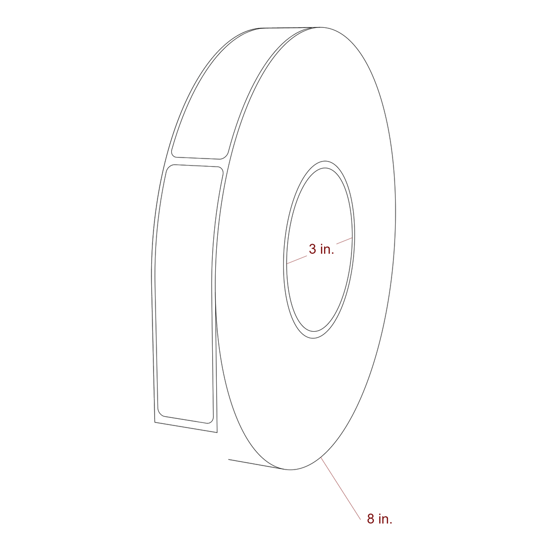 1 Inch x 4 Inch Rectangle Inkjet Label Roll - 3 Inch Core - 8 Inch Roll OD - 3D Perspective
