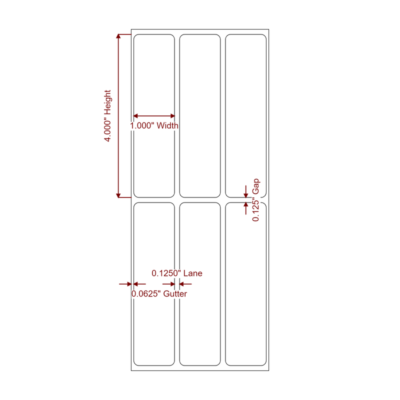 1" x 4" Inkjet Label Rolls | 3-Up | Fits Epson ColorWorks & Primera - Label Diagram