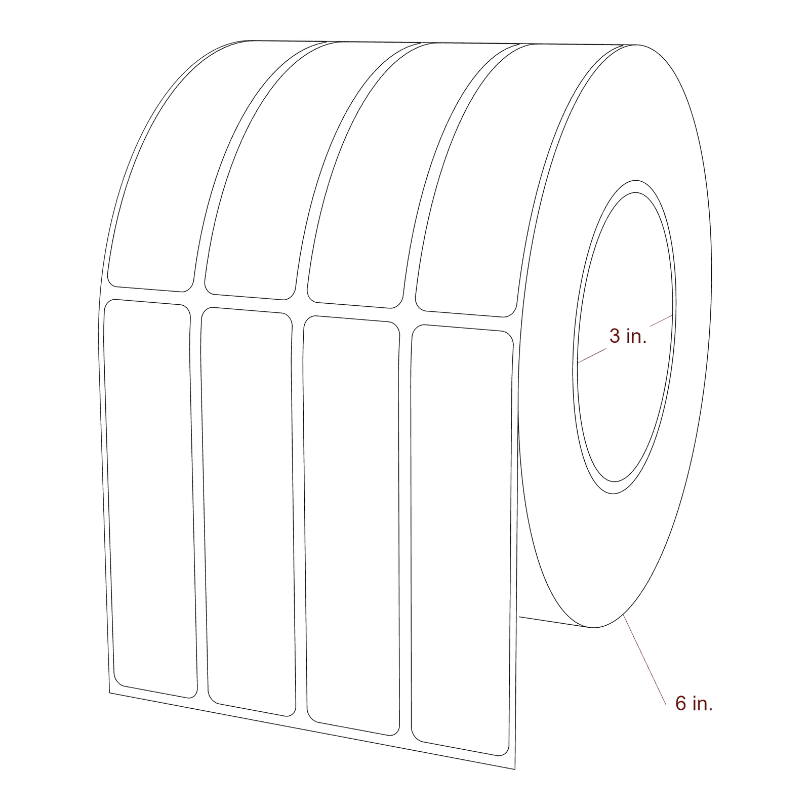 1" x 4" Rectangle Roll for Epson ColorWorks & Primera Printers; 1" x 4" Rectangle Label Diagram