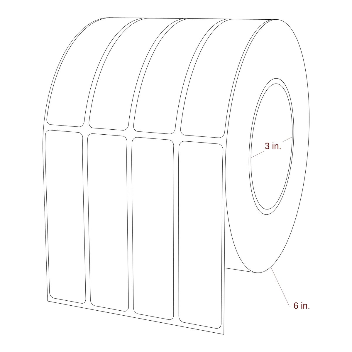 1" x 4" Rectangle Roll for Epson ColorWorks Printers; 1" x 4" Rectangle Label Diagram
