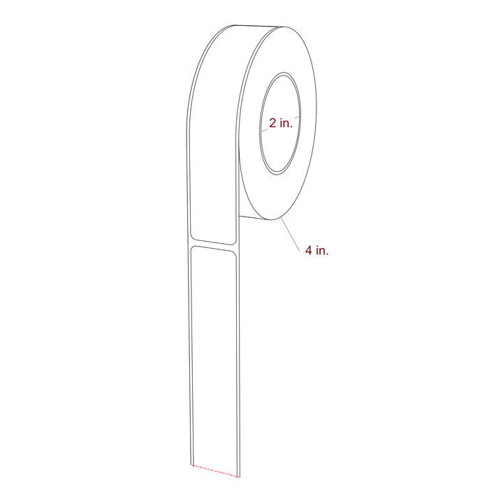 1 Inch x 5.25 Inch Rectangle Inkjet Label Roll - 2 Inch Core - 4 Inch Roll OD - 3D Perspective