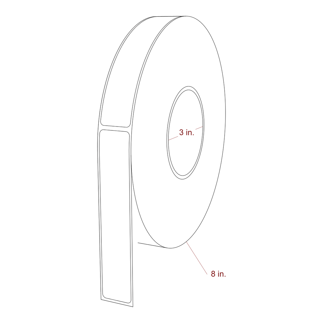 1 Inch x 5.25 Inch Rectangle Inkjet Label Roll - 3 Inch Core - 8 Inch Roll OD - 3D Perspective
