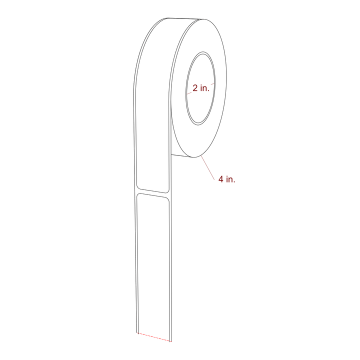 1 Inch x 5.75 Inch Rectangle Inkjet Label Roll - 2 Inch Core - 4 Inch Roll OD - 3D Perspective