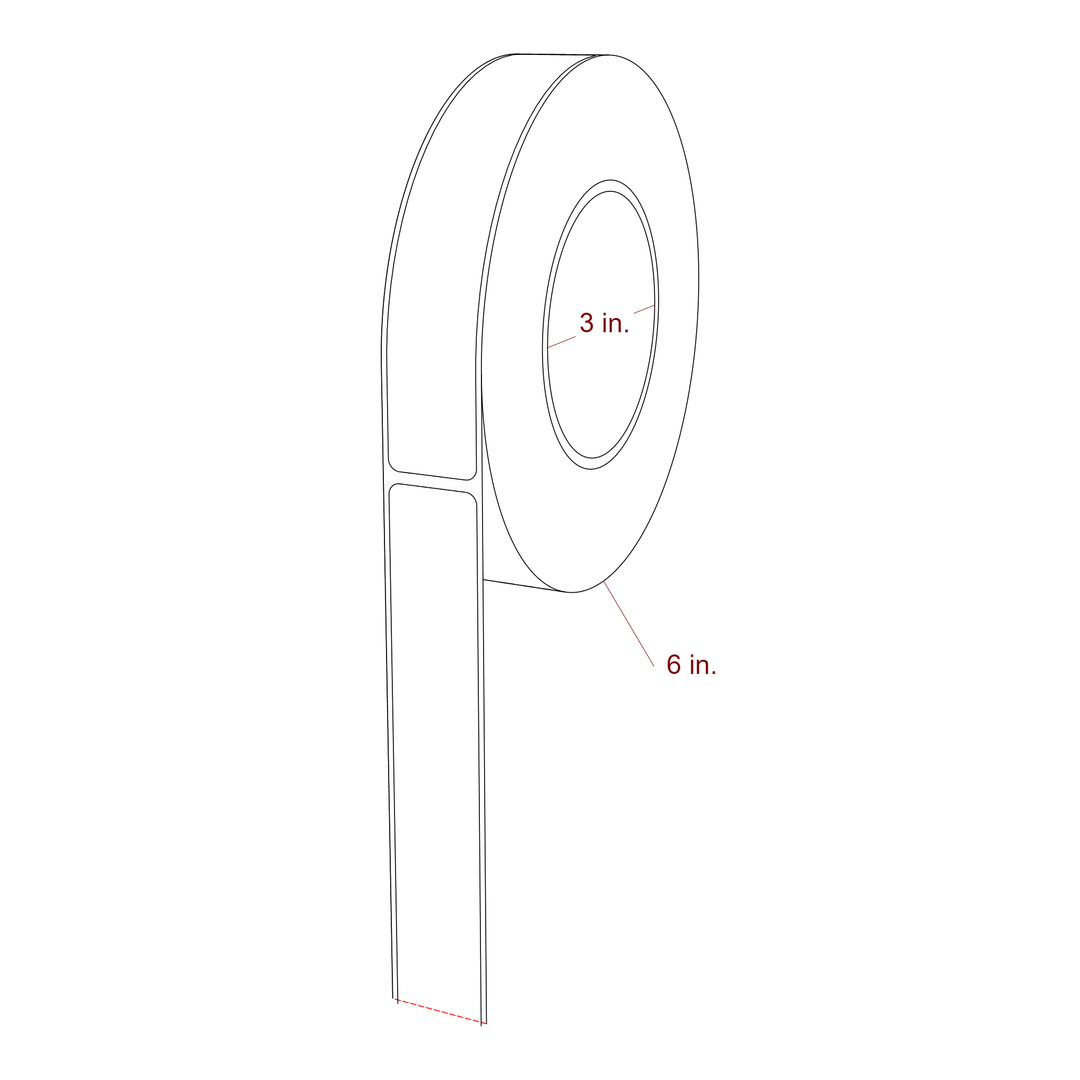1 Inch x 5.75 Inch Rectangle Inkjet Label Roll - 3 Inch Core - 6 Inch Roll OD - 3D Perspective