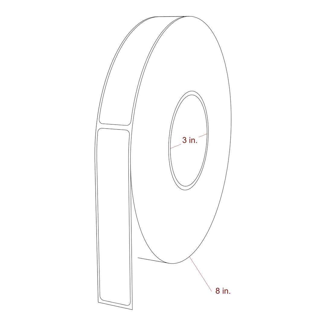 1 Inch x 5 Inch Rectangle Inkjet Label Roll - 3 Inch Core - 8 Inch Roll OD - 3D Perspective