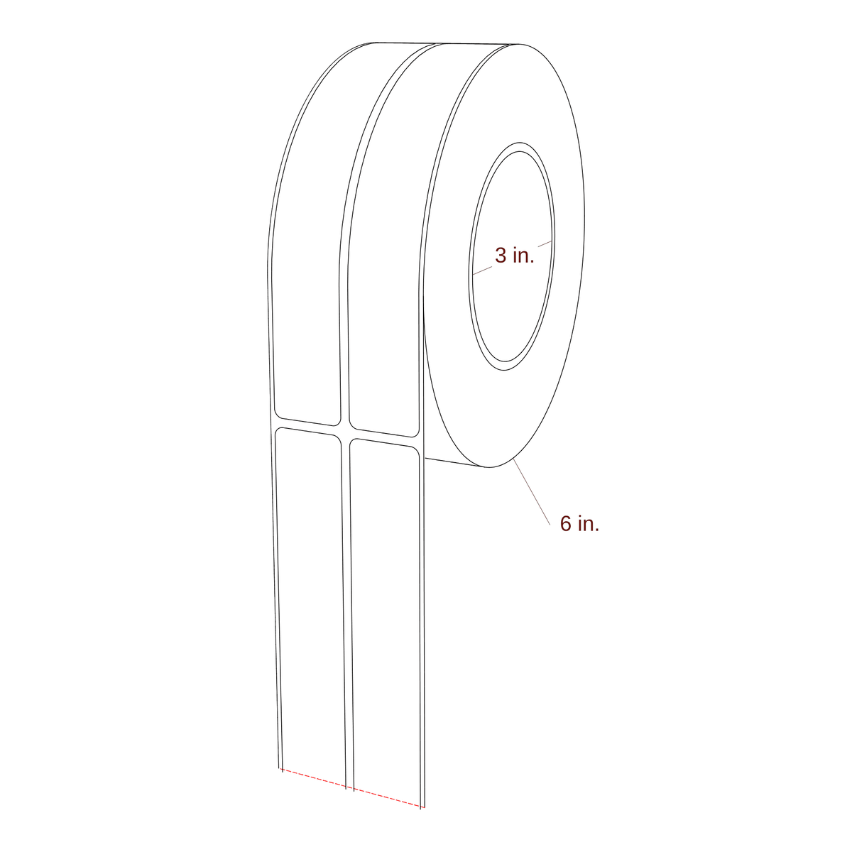 1" x 6.5" Rectangle Roll for Epson ColorWorks & Primera Printers; 1" x 6.5" Rectangle Label Diagram