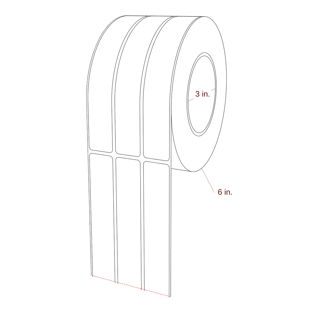 1" x 6.5" Rectangle Roll for Epson ColorWorks & Primera Printers; 1" x 6.5" Rectangle Label Diagram