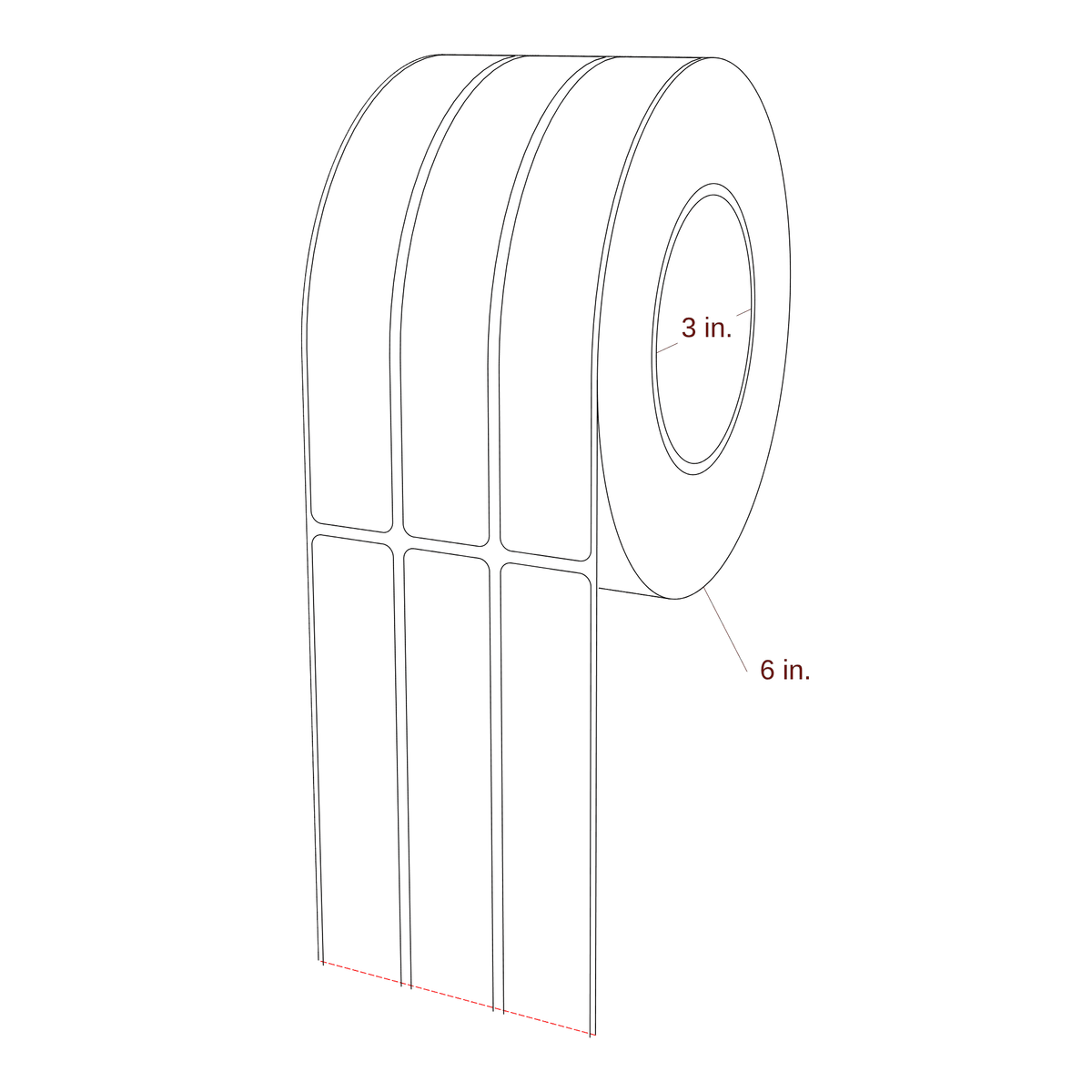 1" x 6.5" Rectangle Roll for Epson ColorWorks & Primera Printers; 1" x 6.5" Rectangle Label Diagram