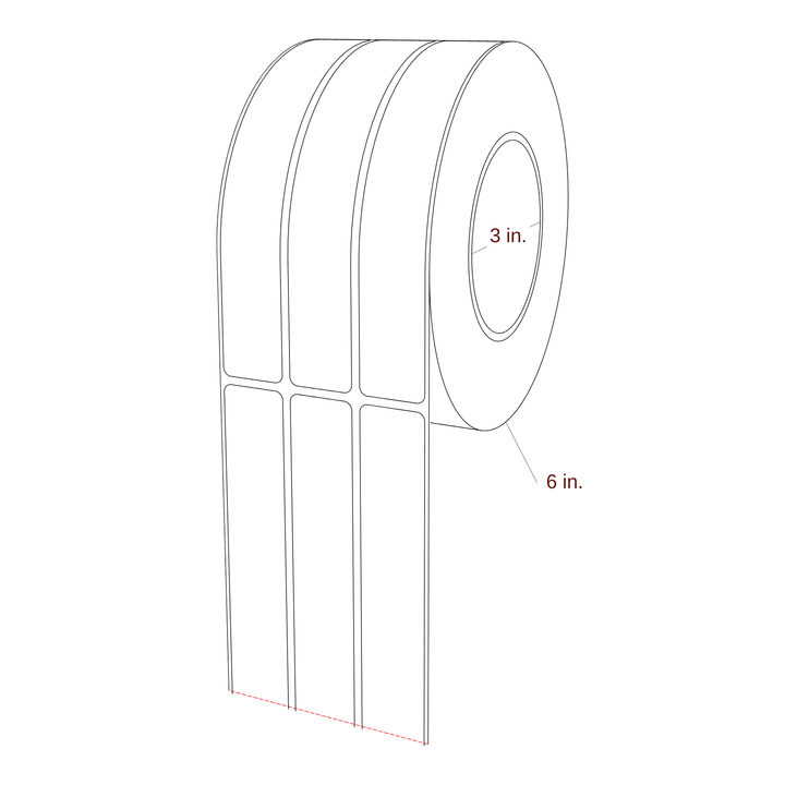 1" x 6.5" Rectangle Roll for Epson ColorWorks & Primera Printers; 1" x 6.5" Rectangle Label Diagram