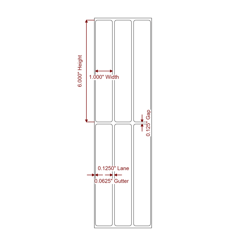 1" x 6" Inkjet Label Rolls | 3-Up | Fits Epson ColorWorks & Primera - Label Diagram