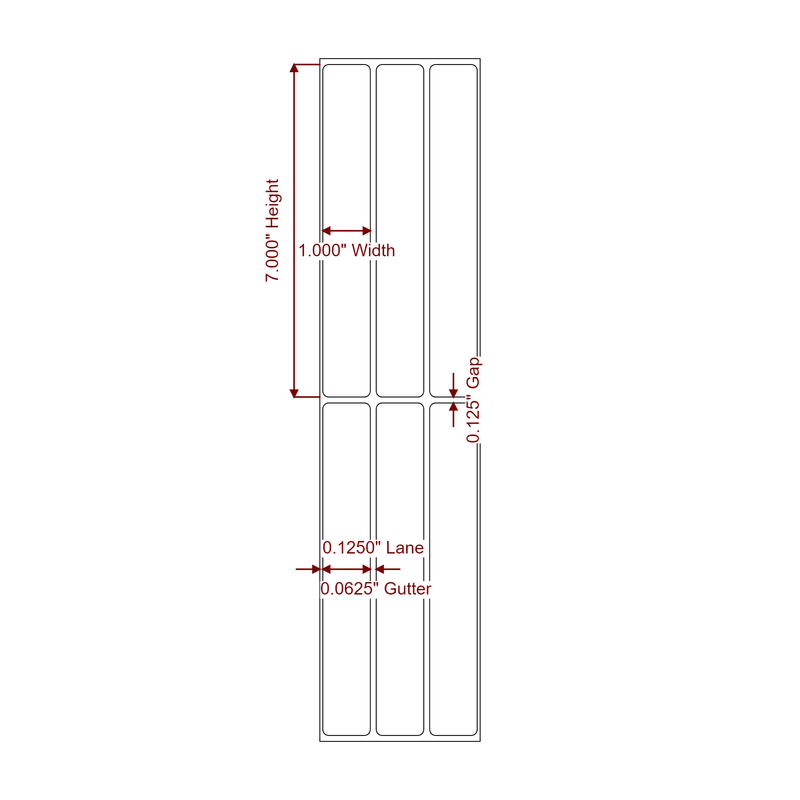 1" x 7" Inkjet Label Rolls | 3-Up | Fits Epson ColorWorks & Primera - Label Diagram