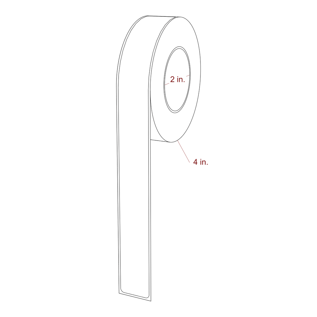 1 Inch x 9.75 Inch Rectangle Inkjet Label Roll - 2 Inch Core - 4 Inch Roll OD - 3D Perspective