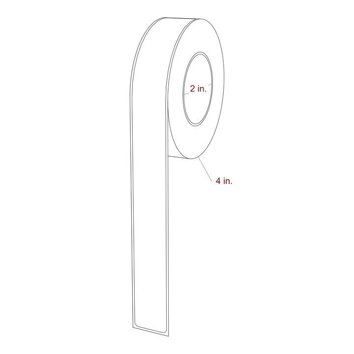1 Inch x 9.75 Inch Rectangle Inkjet Label Roll - 2 Inch Core - 4 Inch Roll OD - 3D Perspective