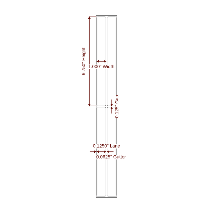 1" x 9.75" Rectangle Roll for Epson ColorWorks & Primera Printers; 1" x 9.75" Rectangle Label Diagram