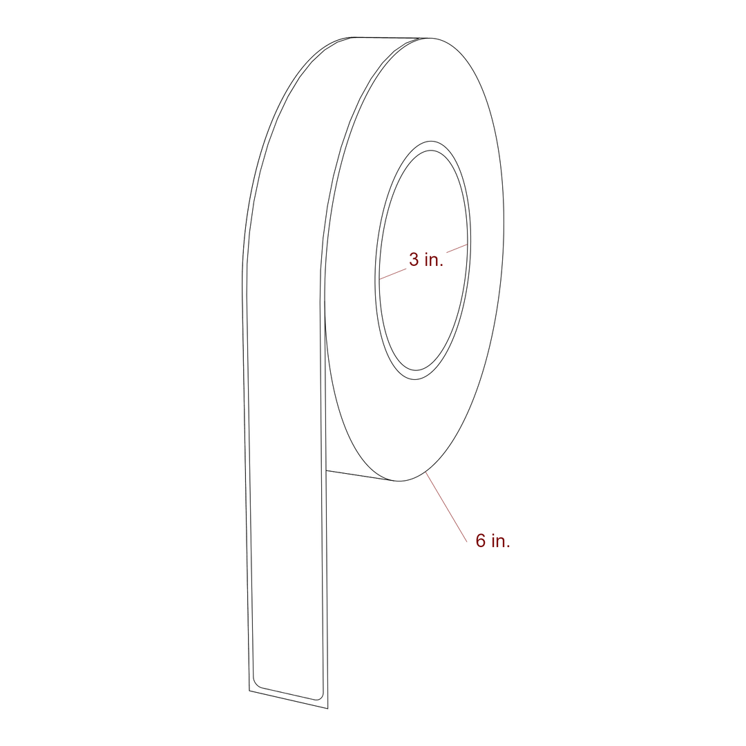 1 Inch x 9.75 Inch Rectangle Inkjet Label Roll - 3 Inch Core - 6 Inch Roll OD - 3D Perspective