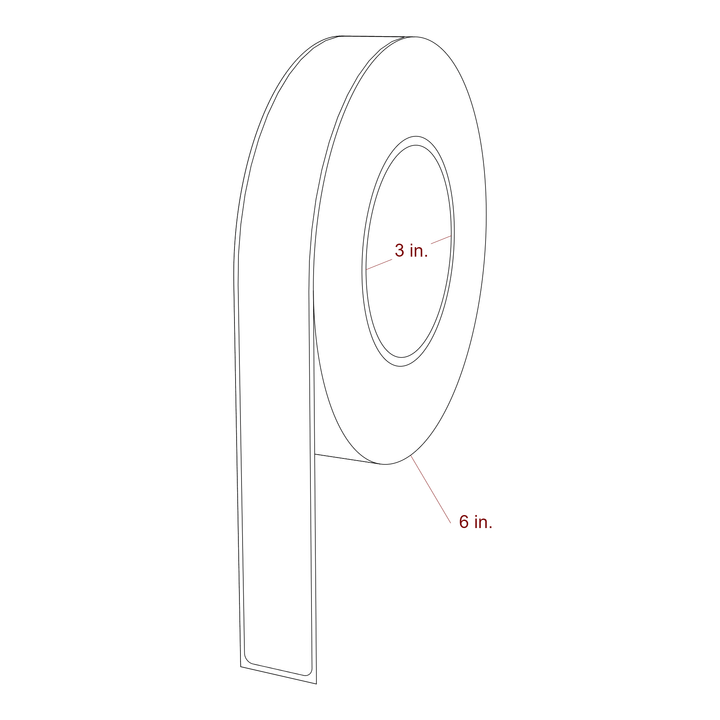 1 Inch x 9.75 Inch Rectangle Inkjet Label Roll - 3 Inch Core - 6 Inch Roll OD - 3D Perspective