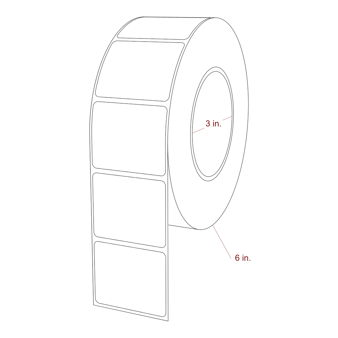 2.125 Inch x 1.75 Inch Rectangle Inkjet Label Roll - 3 Inch Core - 6 Inch Roll OD - 3D Perspective
