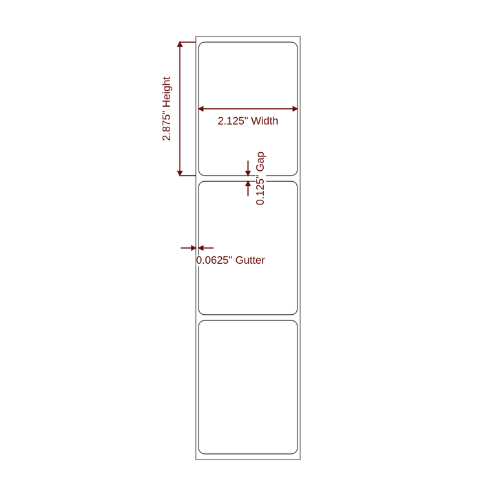 2.125" x 2.875" Rectangle Roll for Epson ColorWorks, VIPColor & Primera Printers; 2.125" x 2.875" Rectangle Label Diagram