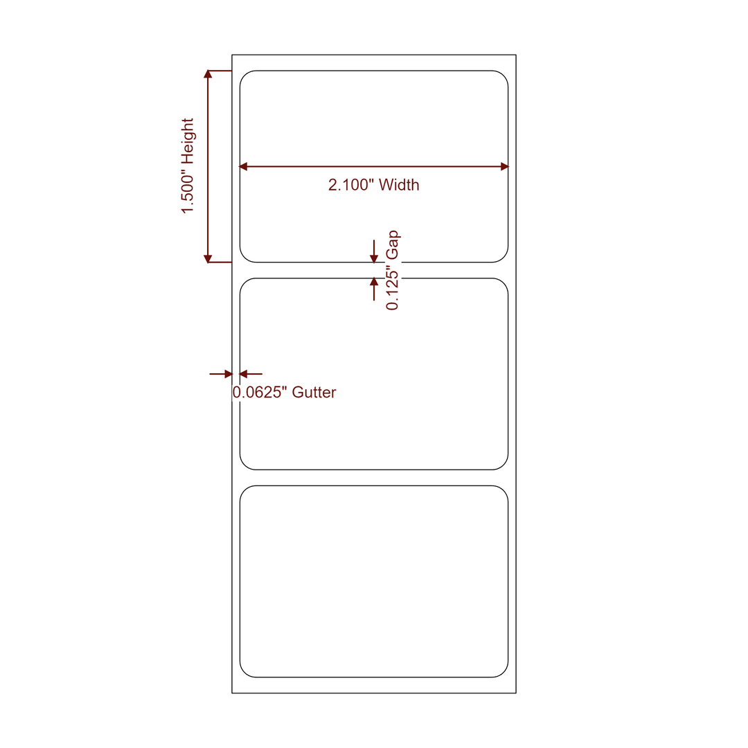 2.1" x 1.5" Rectangle Roll for Epson ColorWorks, VIPColor & Primera Printers; 2.1" x 1.5" Rectangle Label Diagram