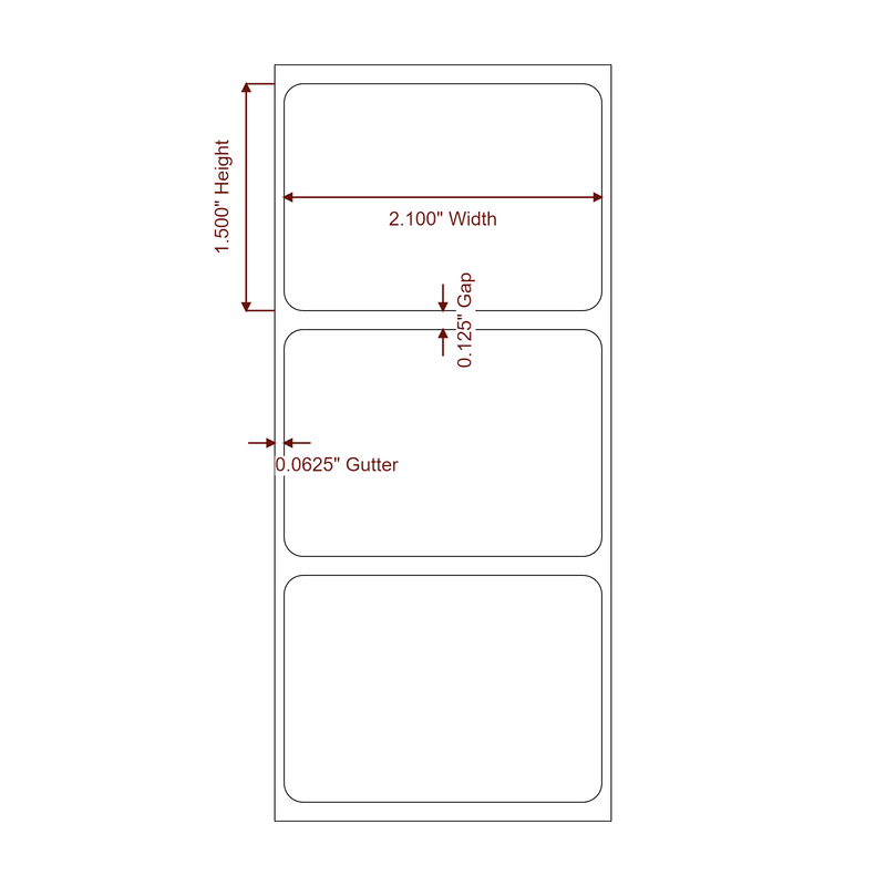 2.1" x 1.5" Inkjet Label Rolls | Fits Epson ColorWorks, VIPColor & Primera - Label Diagram