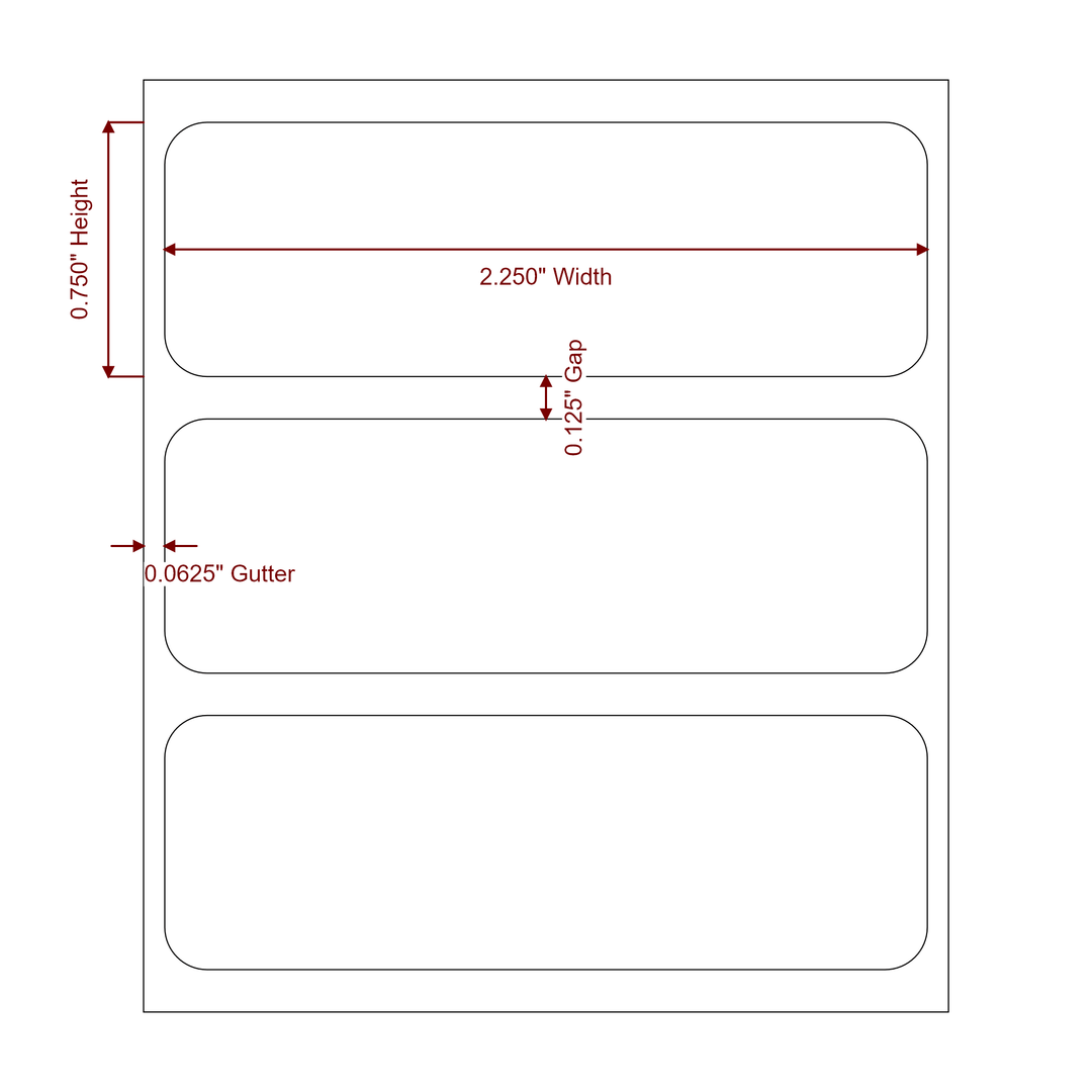 2.25 inch x 0.75 inch Rectangle White Direct Thermal Label Roll