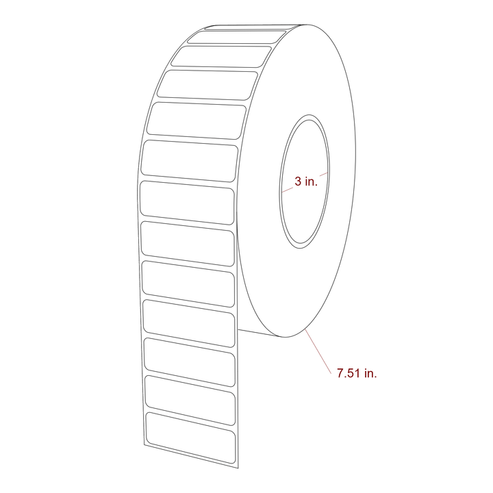 2.25 inch x 0.75 inch Rectangle White Direct Thermal Label Roll