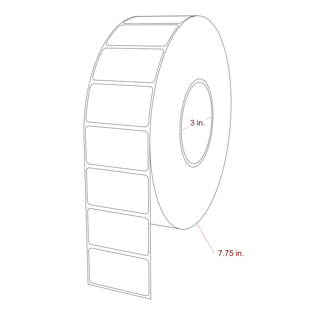 2.25 inch x 1.25 inch Rectangle White Direct Thermal Label Roll