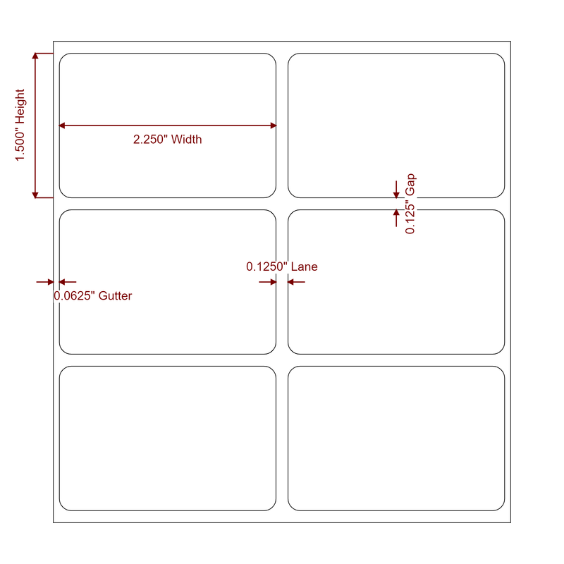 2.25" x 1.5" Inkjet Label Rolls | 2-Up | Fits Epson ColorWorks, VIPColor & Primera - Label Diagram