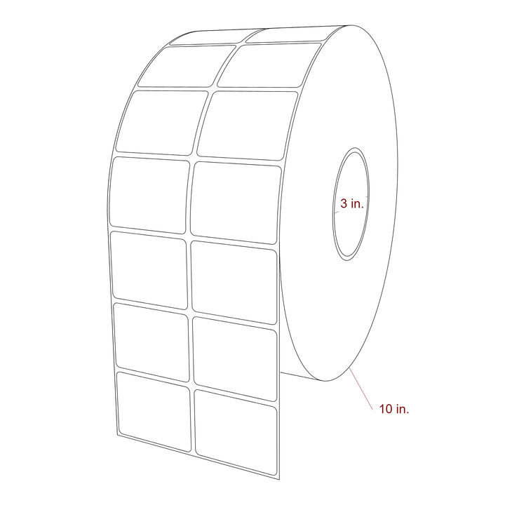 2.25 Inch x 1.75 Inch Rectangle Inkjet Label Roll - 3 Inch Core - 10 Inch Roll OD - 2Up - 3D Perspective