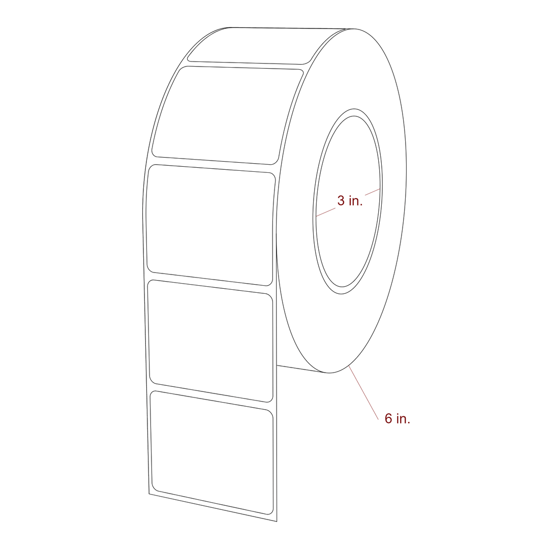 2.25 Inch x 1.75 Inch Rectangle Inkjet Label Roll - 3 Inch Core - 6 Inch Roll OD - 3D Perspective