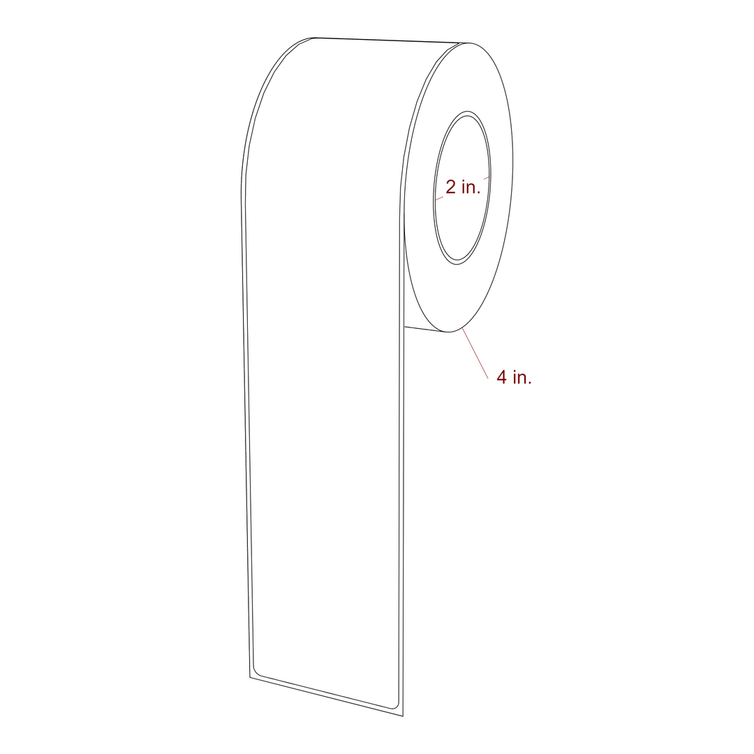2.25 Inch x 10 Inch Rectangle Inkjet Label Roll - 2 Inch Core - 4 Inch Roll OD - 3D Perspective