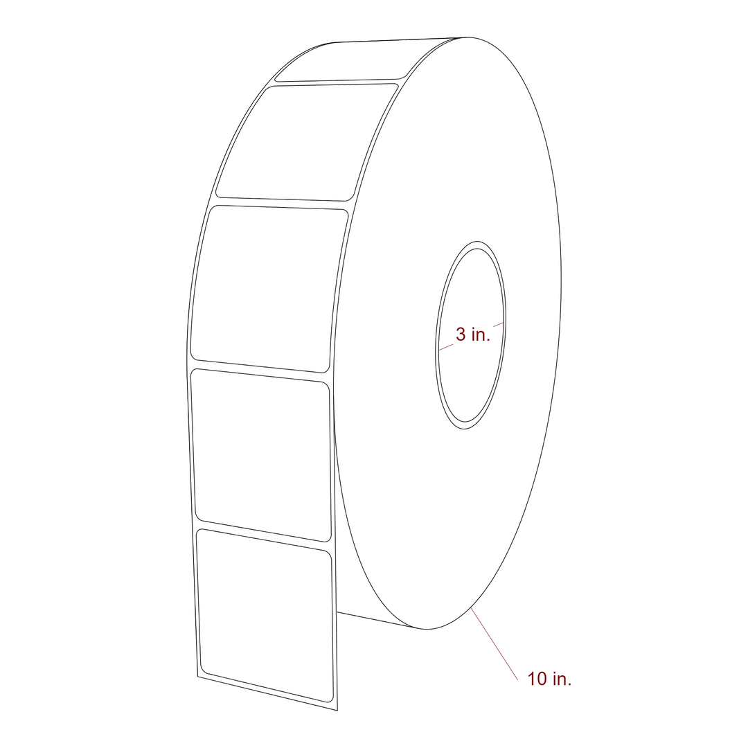 2.25 Inch x 2.25 Inch Rectangle Inkjet Label Roll - 3 Inch Core - 10 Inch Roll OD - 3D Perspective
