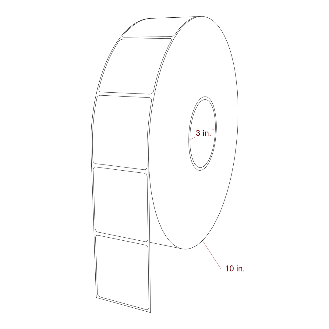 2.25 Inch x 2.5 Inch Rectangle Inkjet Label Roll - 3 Inch Core - 10 Inch Roll OD - 3D Perspective