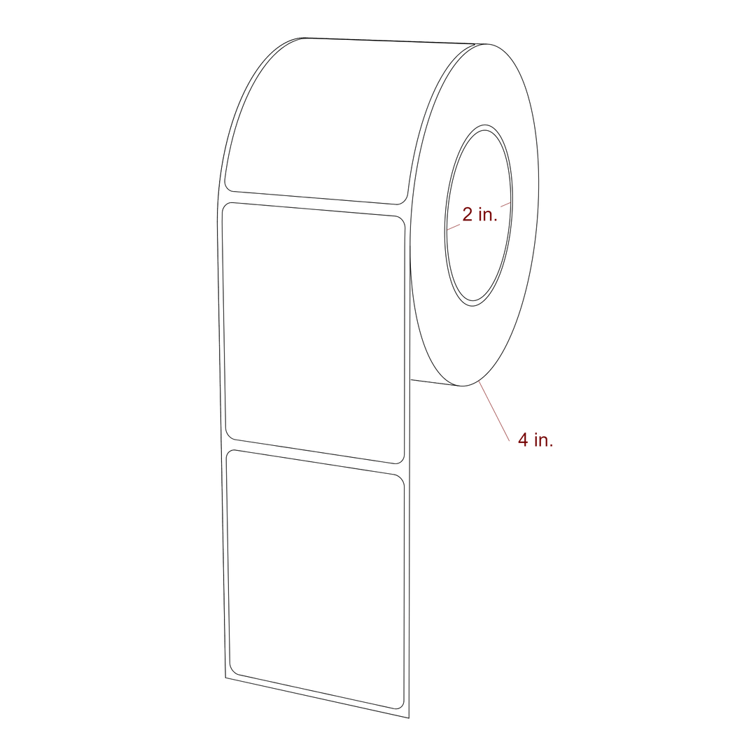 2.25 Inch x 2.75 Inch Rectangle Inkjet Label Roll - 2 Inch Core - 4 Inch Roll OD - 3D Perspective