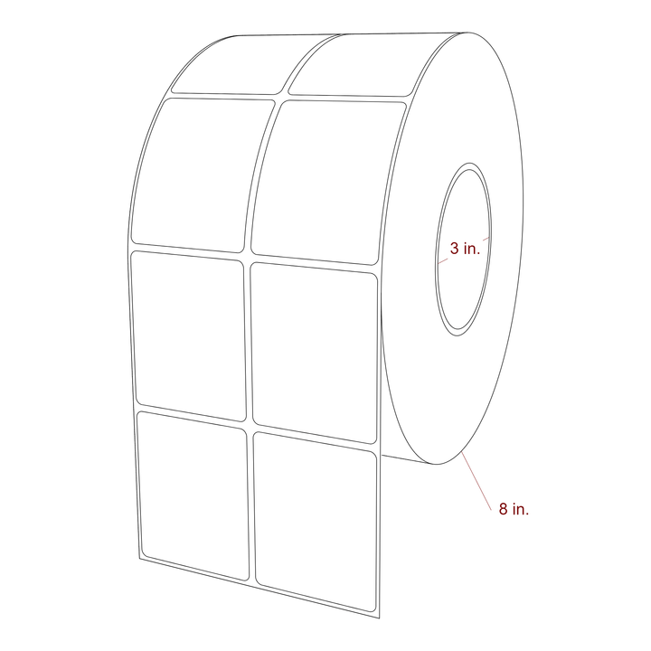 2.25 Inch x 2.75 Inch Rectangle Inkjet Label Roll - 3 Inch Core - 8 Inch Roll OD - 2Up - 3D Perspective